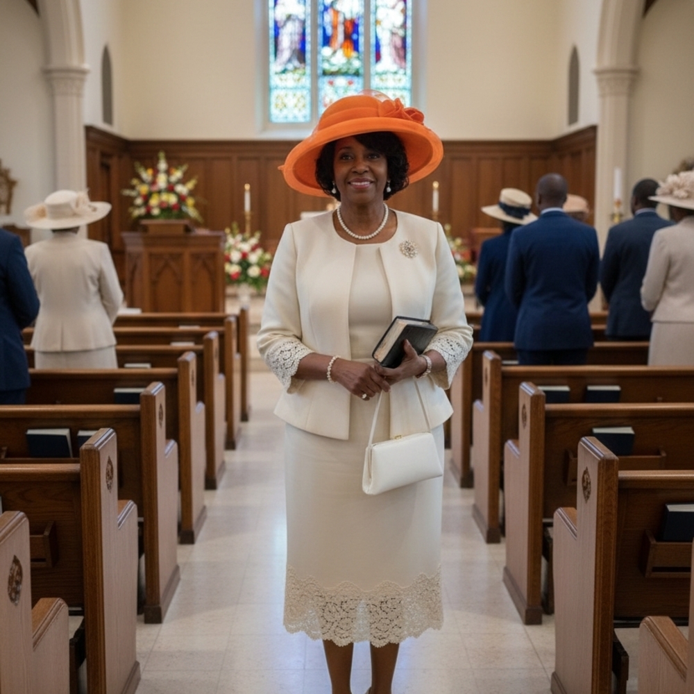 Women's Felt Wool Hat Wide Brim Orange Netting Detail Bow Accent